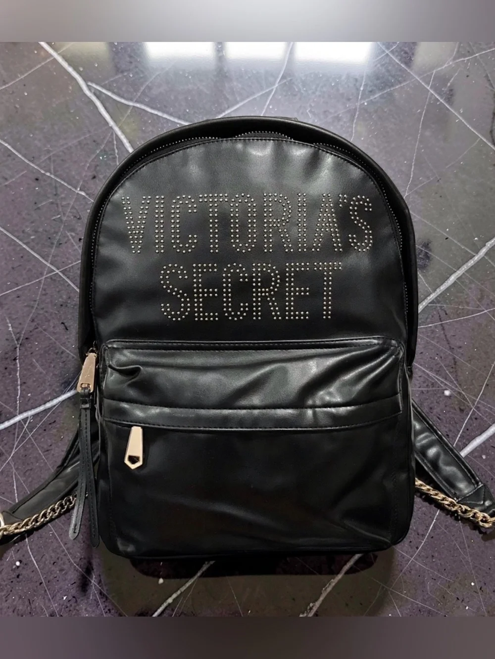 Victoria's Secret Studded Backpack with Chain Accent ✨🤩🖤